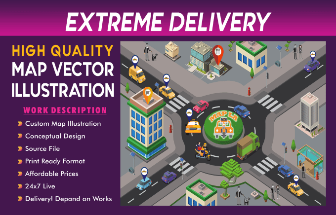 Bestseller - design any kind of custom vector or isometric map illustration