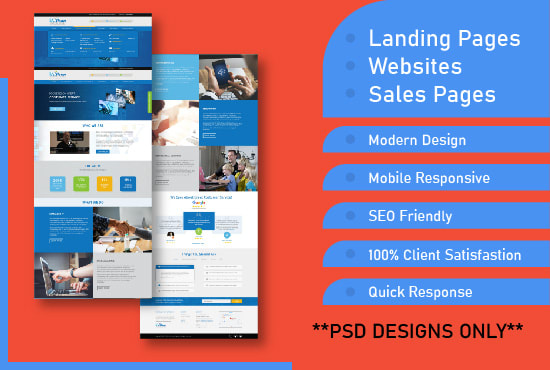 Gig Preview - Design photshop landing page or PSD website design