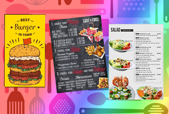 Gig Preview - Design food menu for cafe, restaurant and home chefs