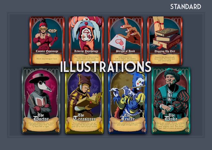 Gig Preview - Design stunning game illustrations for your deck of cards