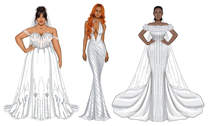 Gig Preview - Draw a wedding dress or formal dress