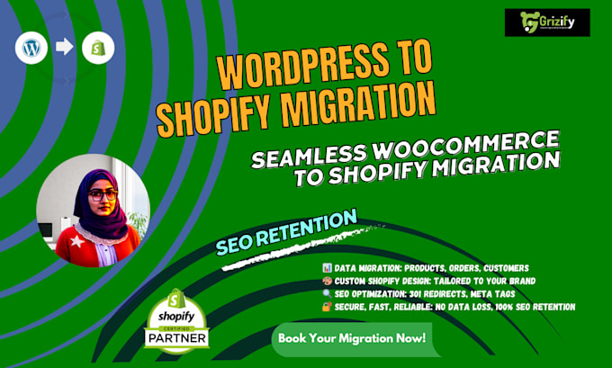 Gig Preview - Our agency will migrate wordpress woocommerce website to shopify, woocommerce store to shopify