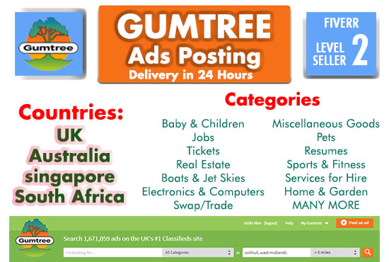 Gig Preview - Post your products on gumtree in 24 hours