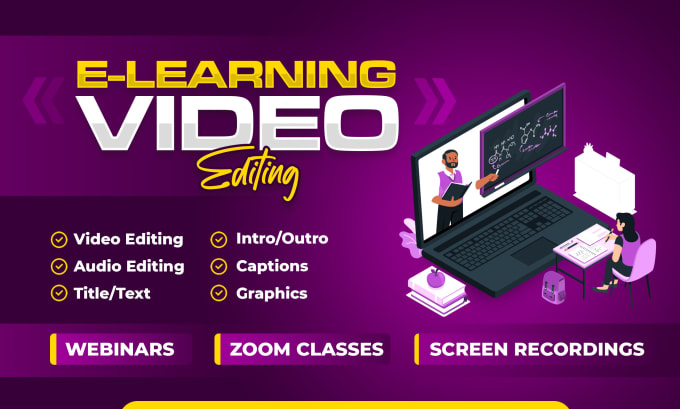 Gig Preview - Edit online lessons, courses, webinars, elearning videos