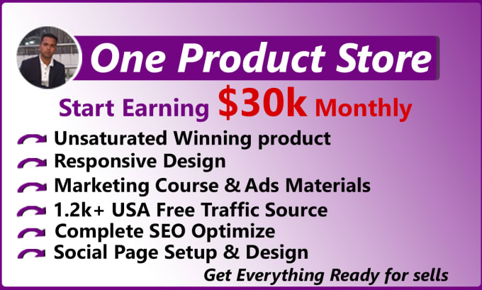 Gig Preview - Create 30k profits one product shopify store