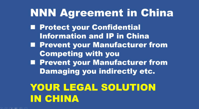 Gig Preview - Draft a nnn agreement for you in china