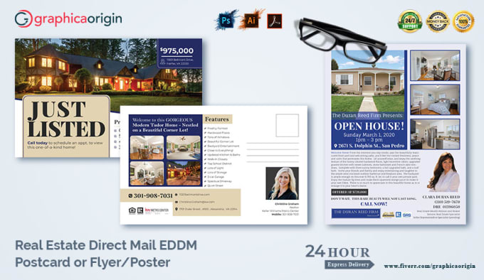 Gig Preview - Design luxurious real estate sales flyer or eddm postcard