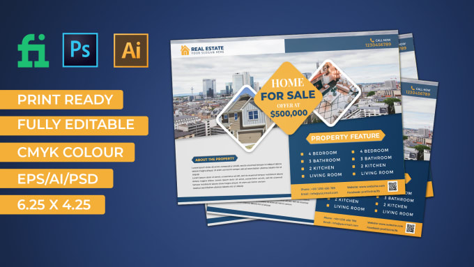 Gig Preview - Design real estate, corporate, eddm postcard for your business