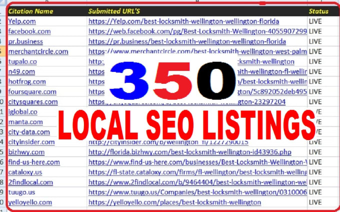 Gig Preview - Do 350 local SEO citations business listing manually