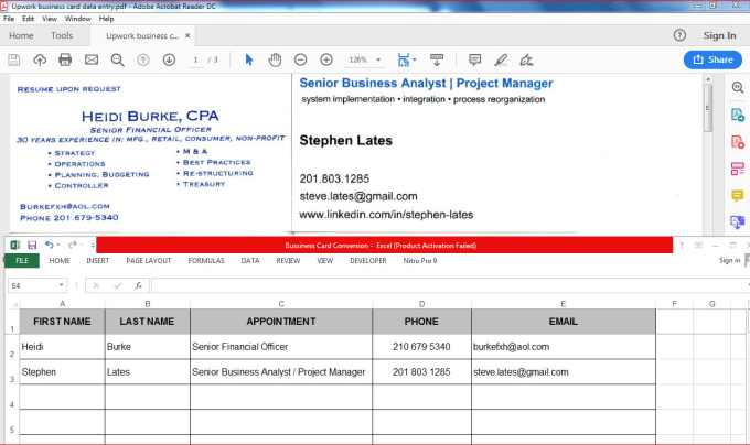 Gig Preview - Do data entry from PDF to word and excel