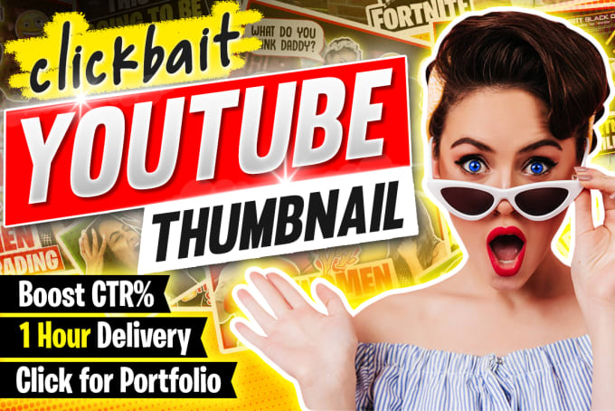 Gig Preview - Design amazing youtube thumbnails in 1 hour