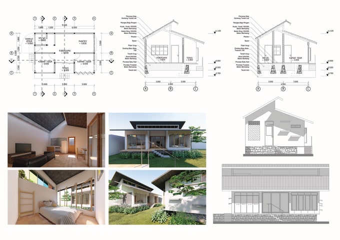 Gig Preview - Draw 3d model and floor plan with archicad from sketch