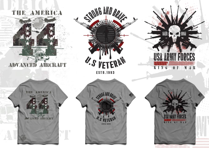 Gig Preview - Do creative vintage flag or skull military army t shirt