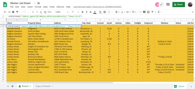 Gig Preview - Import data from one google spreadsheet to another