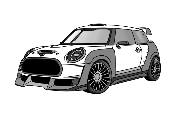 Gig Preview - Draw your or any car into simple digital line drawing