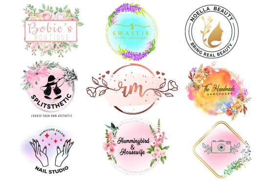 Gig Preview - Do beautiful feminine, watercolor logo design