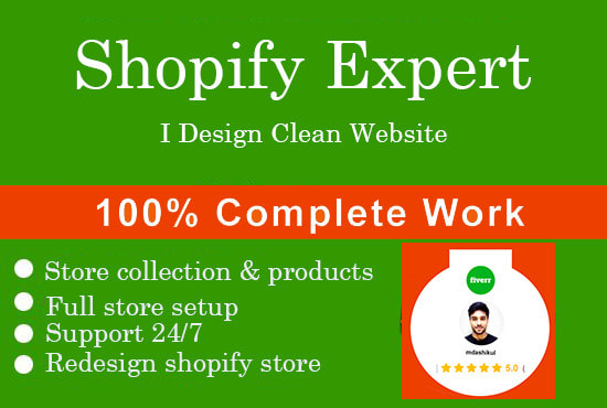 Gig Preview - Create clean shopify store or shopify dropshipping website