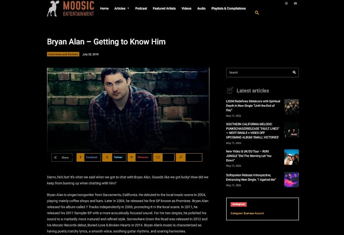 Gig Preview - Interview you about your music for moosic entertainment music blog