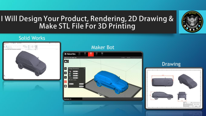 Gig Preview - Design your product, rendering and make stl file for 3d printing