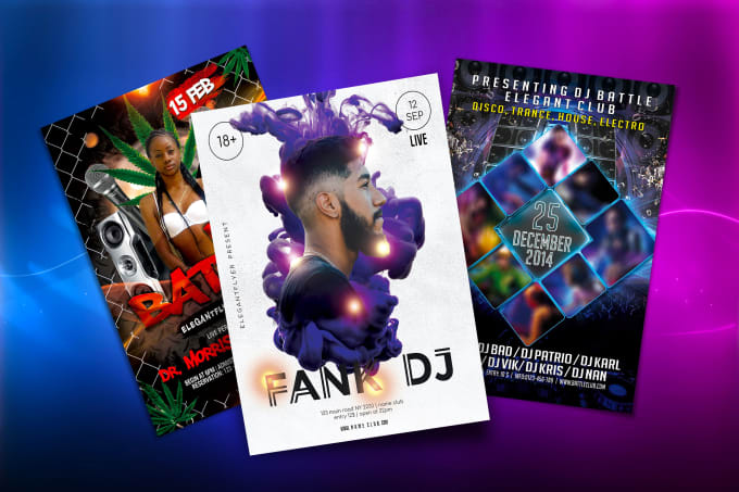 Gig Preview - Design dj, rap battle and coming up events flyers