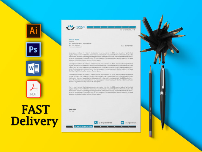 Gig Preview - Design printable and editable letterhead word template