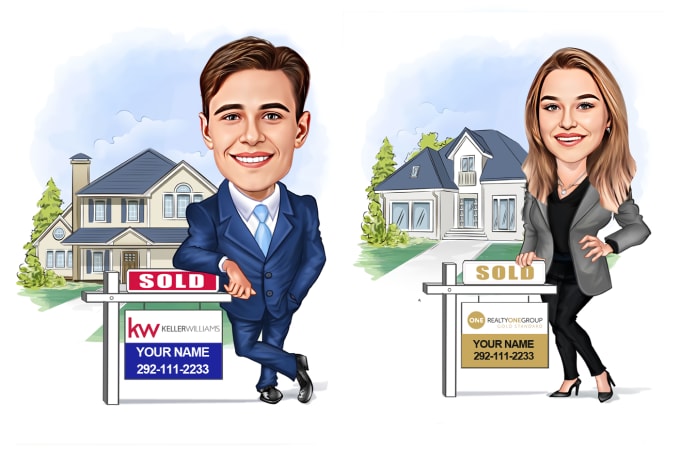 Gig Preview - Make best caricature real estate or business for you