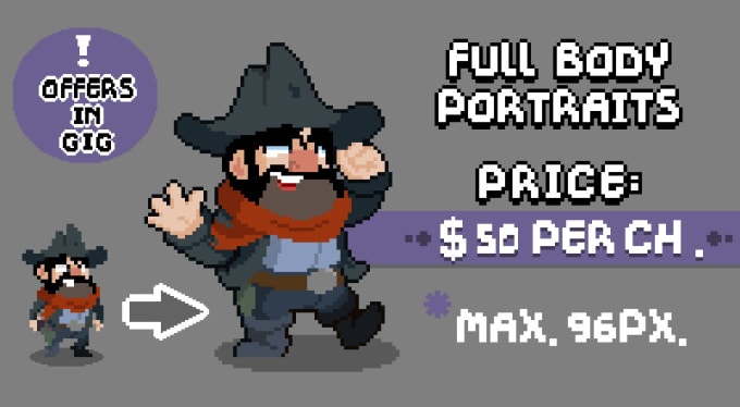 Gig Preview - Create full body portraits pixel art