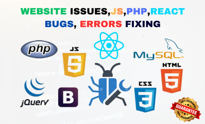 Gig Preview - Fix website issues, js, jquery, react, HTML5, css3, ajax, PHP, errors and bugs