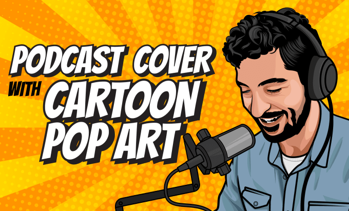 Gig Preview - Draw premium cartoon portrait based podcast cover art