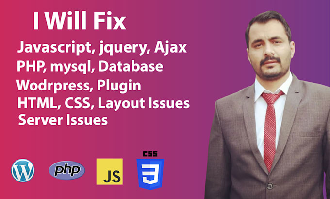 Gig Preview - Expert  developer to fix wordpress, shopify, js, PHP, HTML, CSS issues