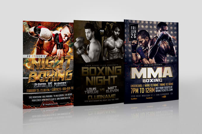 Gig Preview - Design fight night kickboxing mma ufc boxing jiujitsu flyers