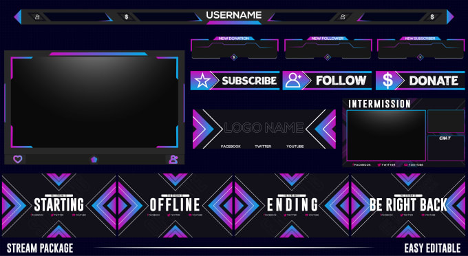 Bestseller - design awesome animated twitch overlay alerts and screens