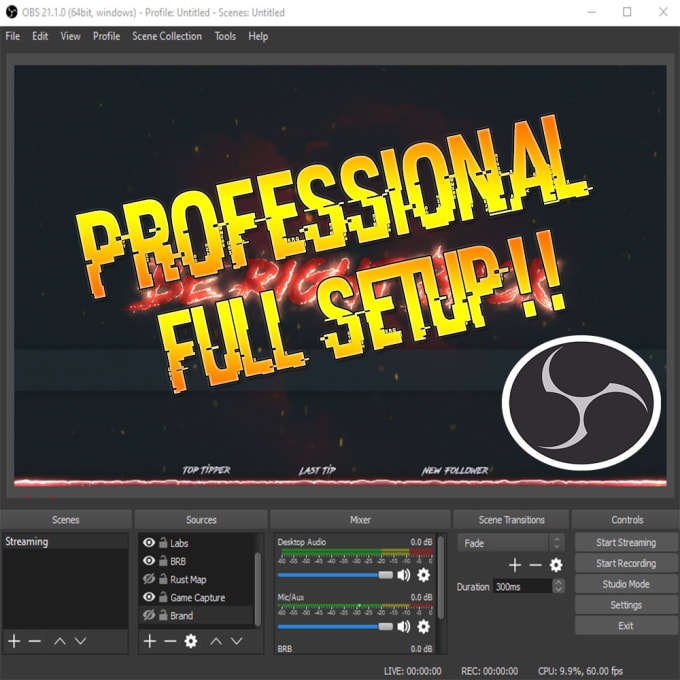 Bestseller - setup obs for professional streaming and recording