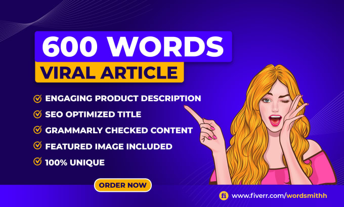 Gig Preview - Write viral article upto 600 words for blog and website