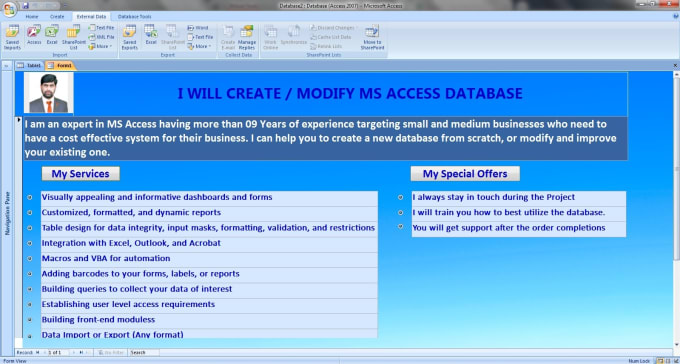 Gig Preview - Create update and modify database in ms access