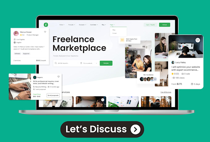 Gig Preview - Create freelance marketplace website for you in wordpress