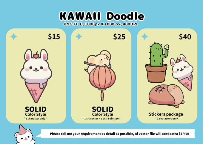 Bestseller - draw kawaii illustration for you uwu