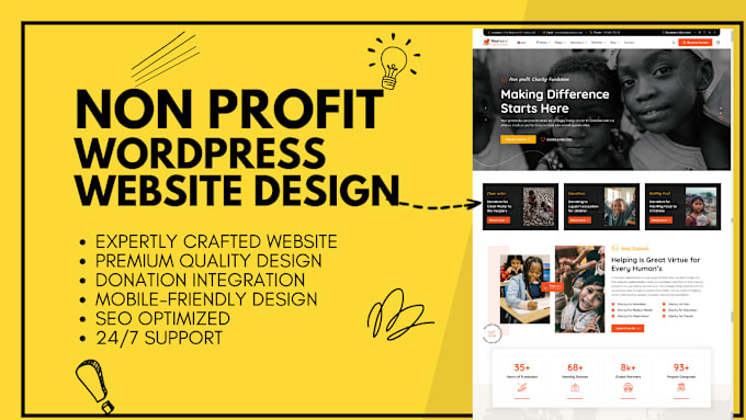 Gig Preview - Create wordpress non profit website, charity, ngo, nonprofit