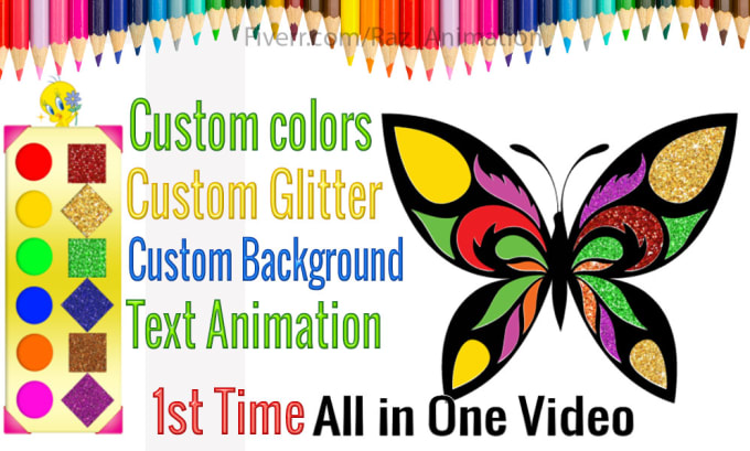 Gig Preview - Create glitter pages drawing video for your kids channel