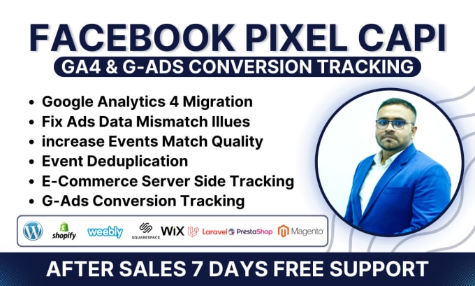 Gig Preview - Setup facebook pixel conversion API, ga4, google ads conversion tracking