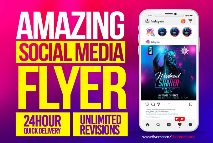 Gig Preview - Design an amazing insta and fb social media flyer in 24 hrs