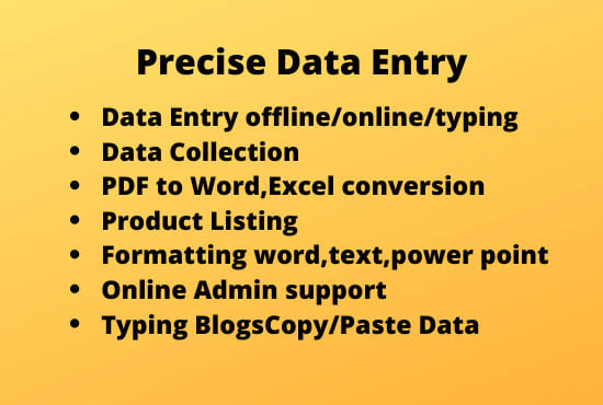 Gig Preview - Data entry,form filling,excel,word, powerpoint,internet research,emailfinding,va