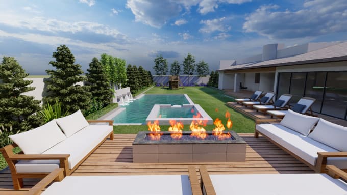 Gig Preview - Design  swimming pool, ponds,patio,garden,  backyard, landscapes and render 3ds