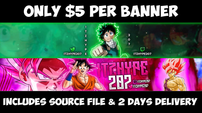 Gig Preview - Make you a professional youtube anime banner for cheap