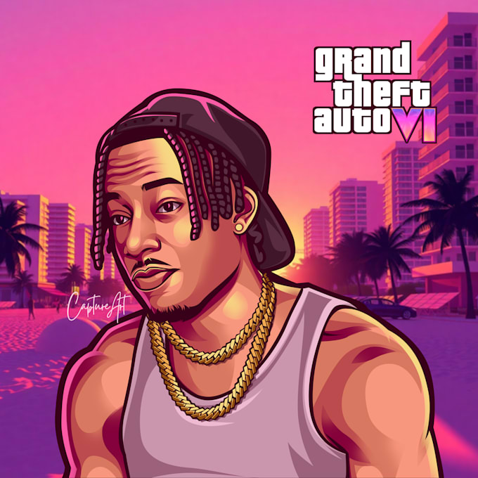 Gig Preview - Draw your photo into gta 6 style asap