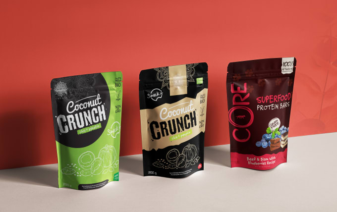 Gig Preview - Create a coffee bag, packaging, label, and juice packaging