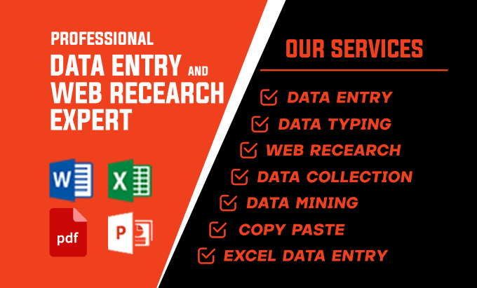 Gig Preview - Be your virtual assistant for data entry, web research, excel data, typing job