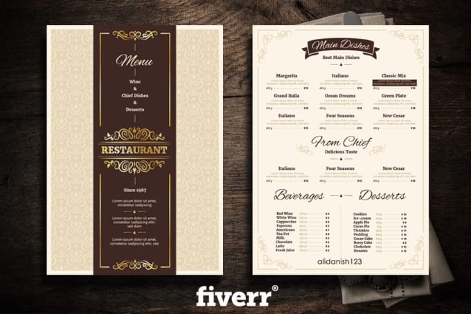 Gig Preview - Design menu card for restaurants