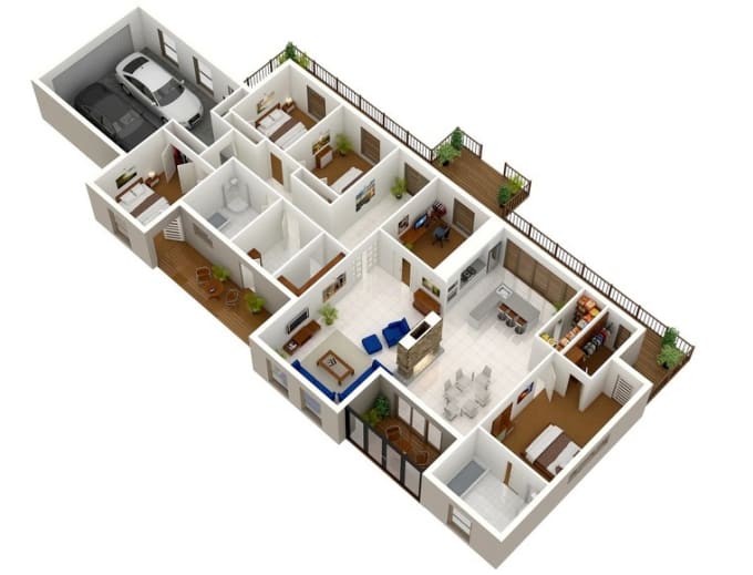 Gig Preview - Do 3d floor plan, interior and exterior, model in sketchup