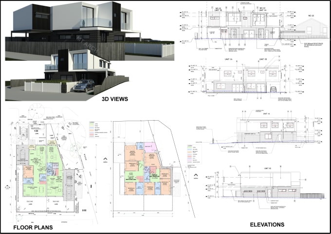 Gig Preview - Do floor plans, elevations by revit and  render 3d views